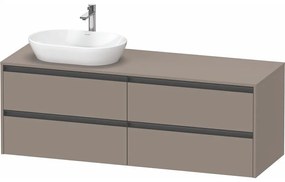 DURAVIT Ketho 2 závesná skrinka pod umývadlo na dosku (umývadlo vľavo), 4 zásuvky, 1600 x 550 x 568 mm, bazalt matný, K24899L43430000