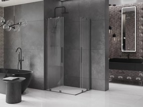 Mexen Velar Duo, sprchový kút s posuvnými dverami 100 x 90 cm, 8mm číre sklo, brúsený grafit, 871-100-090-02-95