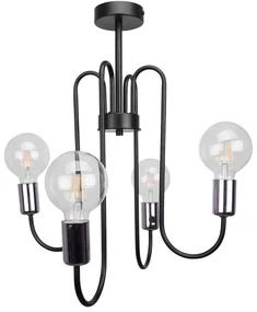Luster Edison, čierne telo svietidla, ch