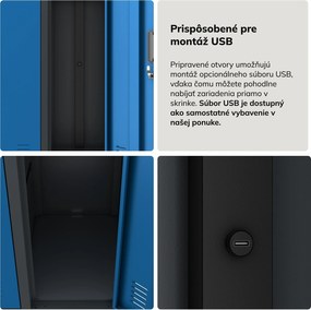 Sociálna BHP šatníková skriňa s 10 dverami BARTEK 1360 x 1720 x 450 mm, antracitovo-modrá