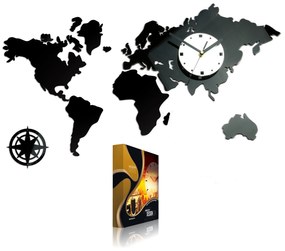 3D nalepovacie hodiny Continents wenge