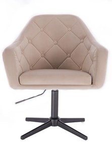 LuxuryForm DESIGN Kreslo ANDORA VELUR na čiernom kríži - krémové
