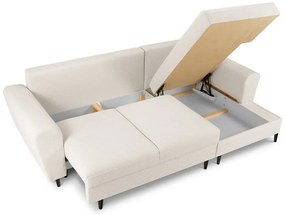 Béžová rozkladacia/s úložným priestorom rohová pohovka z textílie buklé (pravý roh/s leňoškou) Kyoto – Cosmopolitan Design
