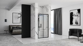 Zalamovacie sprchové dvere REA RAPID FOLD 80 cm pre inštaláciu do niky, čierne/transparent - bez vaničky