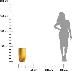 PLASTOVÝ KVETINÁČ STRIPPED 25X42 CM HORČICOVÁ
