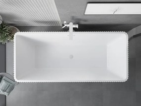 Mexen Tava, voľne stojaca ryhovaná vaňa 170 x 75 cm, biela-čierna, biely prepad, 52851707575-20