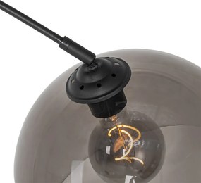 Inteligentná oblúková stojaca lampa čierna s dymovým sklom vrátane WiFi G95 - Arc