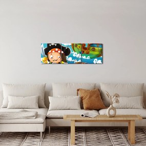 Obraz - Pirátsky poklad (s hodinami) (90x30 cm)