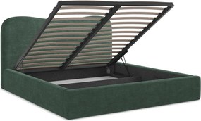 Zelená čalúnená dvojlôžková posteľ s úložným priestorom s roštom 180x200 cm Kahai – Makamii