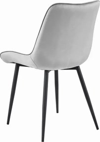 Set dvoch jedálenských stoličiek BERA zamatové strieborné / čierne nohy (2 ks)