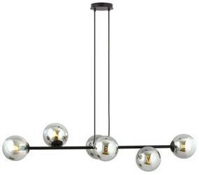 Luster na lanku ROSSI 6xE14/10W/230V čierna/šedá