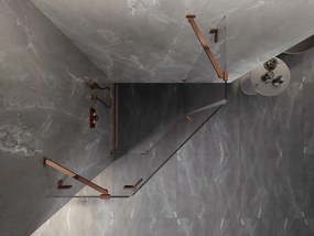 Mexen Lunar, Päťuholníkový sprchový kút Mexen Lunar naklápací doľava 100 x 100 cm, 8mm číre sklo, profil ružové zlato, 831-100L-100P-60-00-L