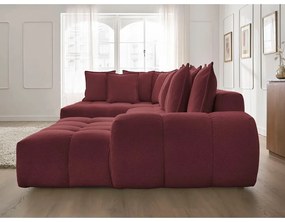 Vínovočervená ženilková rozkladacia/s úložným priestorom rohová pohovka (ľavý roh/do tvaru "U") Everest – Bobochic Paris