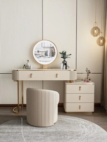 EXKLUZÍVNY TOALETNÝ STOLÍK LEONY BÉŽOVÝ + TABURET