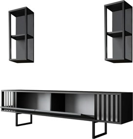 Televízny stolík s policami Chrome Anthracite and Black
