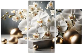 Obraz - Orchidea a zlaté gule (90x60 cm)