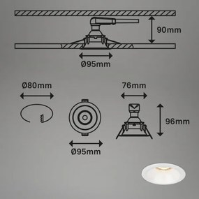 Brilo - SADA 3x Kúpeľňové podhľadové svietidlo 1xGU10/9W/230V IP23 biela