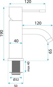 Rea Lungo Diamond, umývadlová batéria h-190, zlatá matná, REA-B9843