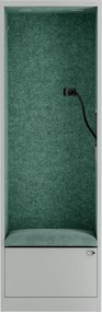 Akustická kabína SALLY MentalBox 600 mm – sivý korpus, zelené sedadlo