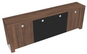 Nízka skriňa Verno+ S 260 x 46 x 90 cm, kombinované dvere, orech / čierna