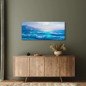 Obraz - Olejomaľba mora s čajkami (120x50 cm)