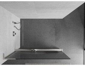 Mexen Kioto+ L, sprchová zástena Walk-In s poličkou a vešiakom 110 x 200 cm, 8mm sklo s rebrovým vzorom, brúsená oceľ profil, 800-110-123-97-09