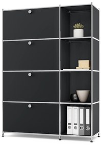 Kovová skrinka »CN3« so 4 výklopnými priečinkami, čierna