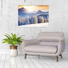 Obraz - Horská krajina v zime (70x50 cm)