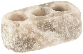 Prírodný svietnik zo soľného kameňa na tri čajové sviečky - 20*10*7 cm