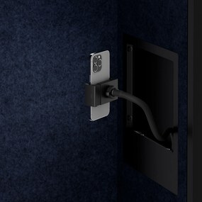 Akustická kabína SALLY MentalBox 600 mm – čierny korpus, tmavomodré sedadlo