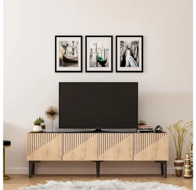 TV stolík/skrinka Tomune 4 (dub zafírový + mramor čierny) . Vlastná spoľahlivá doprava až k Vám domov. 1095231