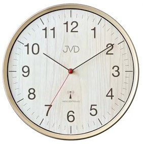 Rádiom riadené nástenné hodiny JVD RH17.2 – svetlohnedé, tichý chod, 33 cm