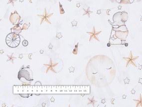Biante Detský bavlnený oválny obrus Sandra SA-371 Ružový cirkus so zvieratkami 100x140 cm
