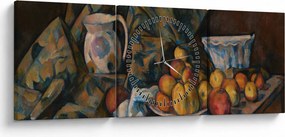 Obraz - Paul Cézanne, Still Life with Apples and Peaches, reprodukcia (s hodinami) (90x30 cm)