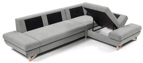 Rozkladacia rohová čalúnená sedacia súprava AVESTA do tvaru L, pravostranná, sivá, s úložným priestorom