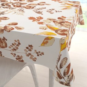 Biante Bavlnený štvorcový obrus Sandra SA-530 Hnedý eukalyptus na bielom 130x130 cm
