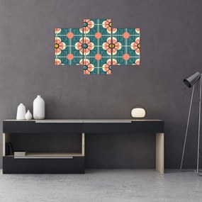 Obraz - Retro vzor s kvetmi (90x60 cm)