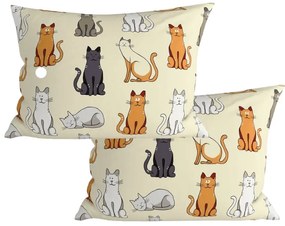 Súprava 2 ks dekoračných obliečok na vankúš COLORED CATS BLEND 50x70 cm, krémová
