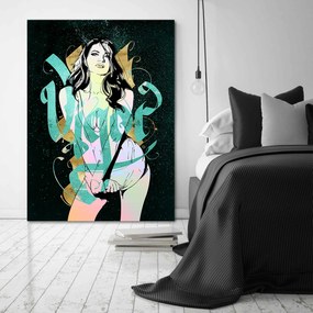 Gario Obraz na plátne Kresba ženy a tyrkysový nápis - Nikita Abakumov Rozmery: 40 x 60 cm
