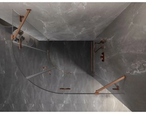 Mexen Lunar, polkruhový sprchový kút naklápací vpravo 80 x 70 cm, 8mm číre sklo, profil medená matná, 833-080P-070L-65-00