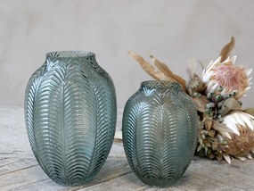 Zelená sklenená dekoračná váza Leaf - Ø 14*18cm
