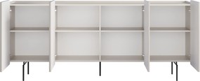 Komoda Malmi 200 cm štvordverová - kašmír / čierne nožičky
