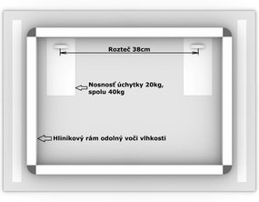 LED zrkadlo Longitudine 70x50cm studená biela - diaľkový ovládač Farba diaľkového ovládača: Čierna