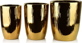 Sada 3 ks keramických květináčů NEVA GOLD XII zlatá