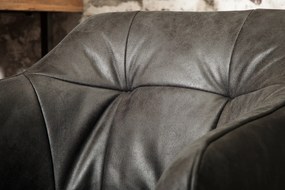 Barová stolička Loft starožitná šedá lakťová opierka