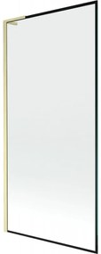 Mexen Next L, 1-krídlová vaňová zástena 90 x 150 cm, 6mm číre sklo-čierny vzor, zlatý matný profil, 895-090-000-03-70-55