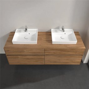 VILLEROY &amp; BOCH Collaro závesná skrinka pod dve umývadlá na dosku, 4 zásuvky, 1600 x 500 x 548 mm, Oak Kansas, C02100RH