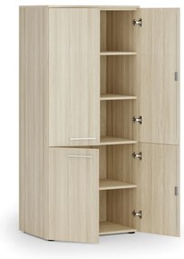 Kancelárska policová skriňa PRIMO WOOD, polené dvere, 800 x 500 x 1781 mm, dub prírodný