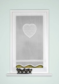 Home Wohnideen Záclona vitrážová s čipkou, batist, Corazon, Biela Rozmer textilu: 100 cm (V), 60 cm (Š)