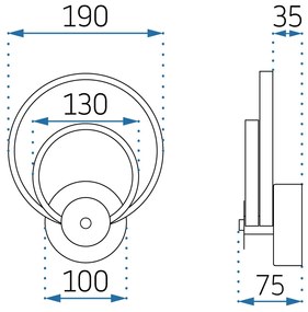 Toolight, LED nástenné svietidlo APP1043-W, zlatá, OSW-06116